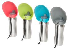 Load image into Gallery viewer, MESSY MUTTS STAINLESS STEEL TRAVEL WATER BOTTLE GREY
