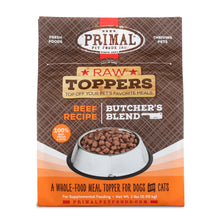 Load image into Gallery viewer, PRIMAL RAW TOPPERS BUTCHER'S BLEND BEEF DOG 2LB
