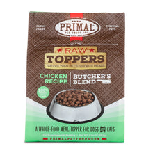 Load image into Gallery viewer, PRIMAL RAW TOPPERS BUTCHER'S BLEND CHICKEN DOG 2LB
