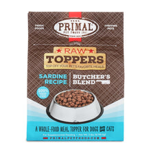 Load image into Gallery viewer, PRIMAL RAW TOPPERS BUTCHER'S BLEND SARDINE DOG 2LB

